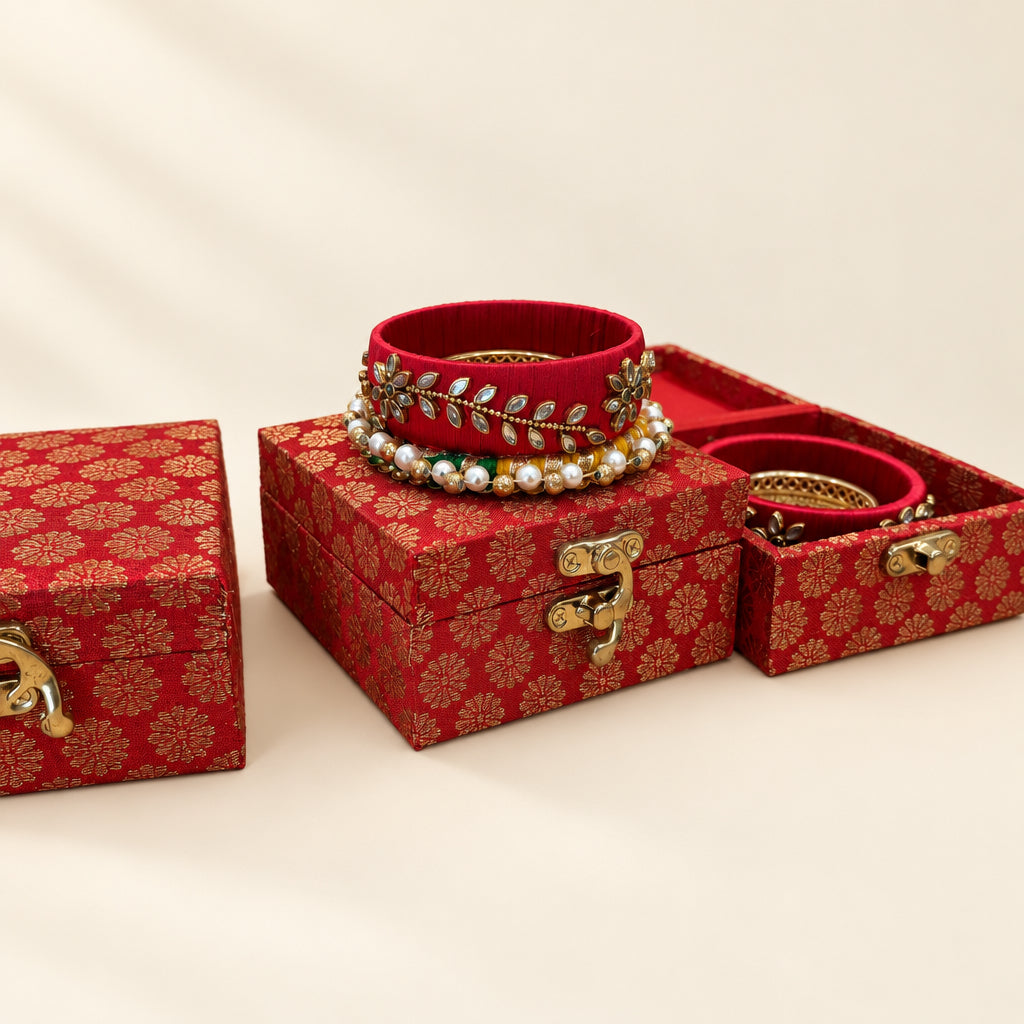 Handcrafted Bangle Tealight Diya Box Set – Indian Festive Diwali Decor, Diwali Gift. Box, Karwa Chauth Favors, Wedding & Haldi Return Gifts