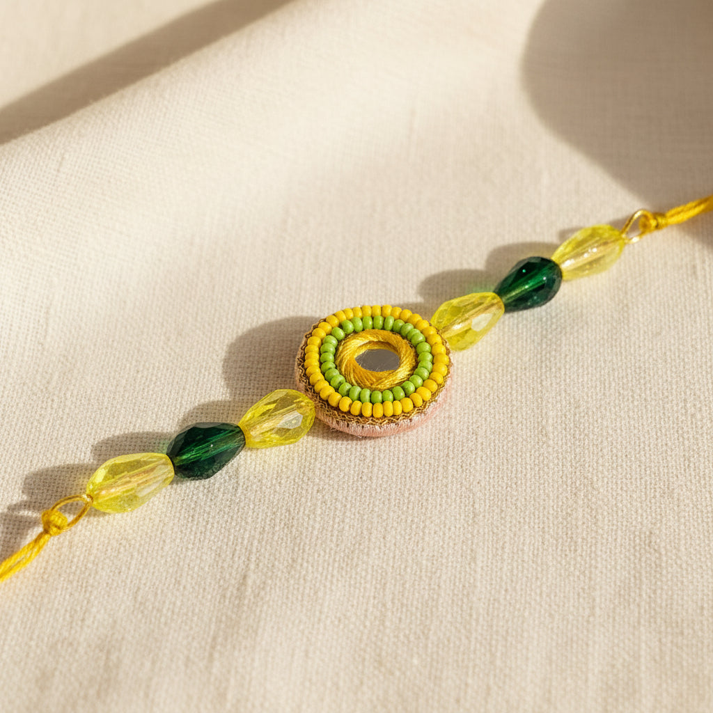 Handcrafted Beaded Circle Motif Rakhi