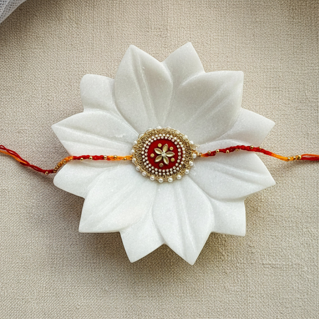 Big Golden and Red Crotch Rakhi - Single