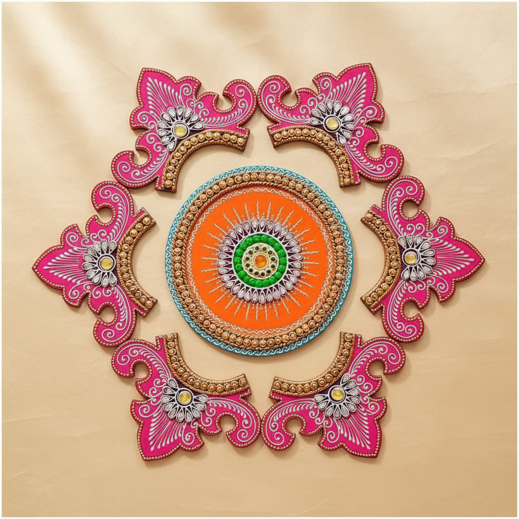 Repositionable Wooden Rangoli