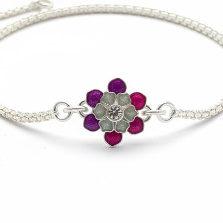 Magenta Blossom Silver Rakhi