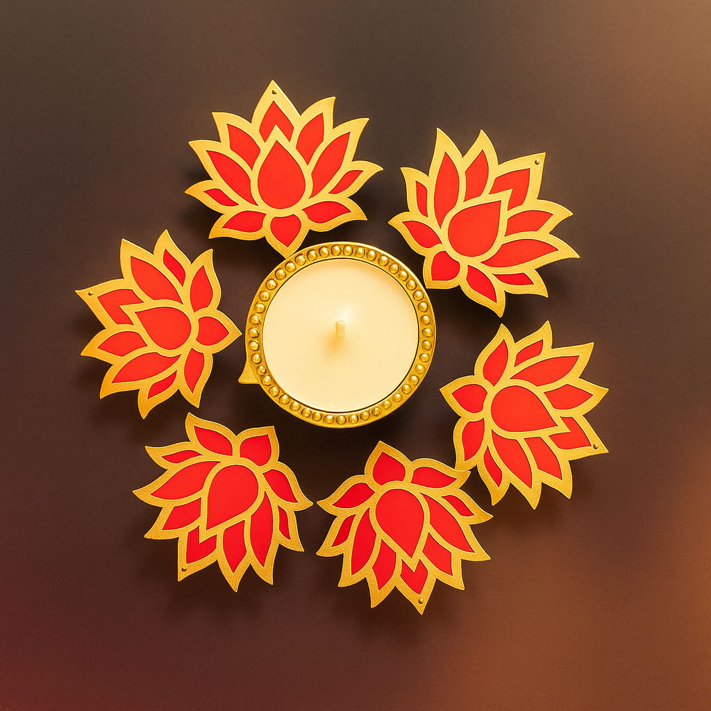 Luxury Wax-Filled Clay Diya Rangoli Set | Festive Decor by Chamak Dhamak