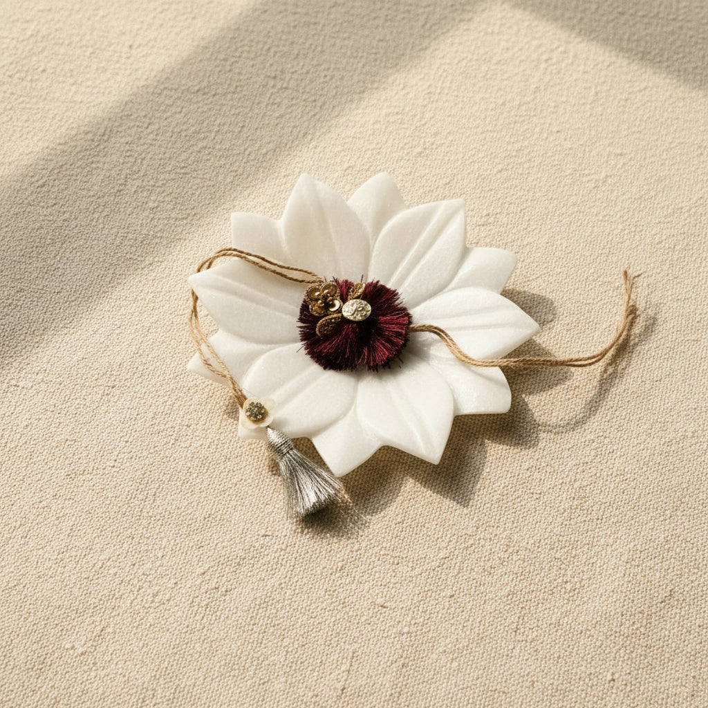Maroon Tissue and Shell Work Rakhi - Single
