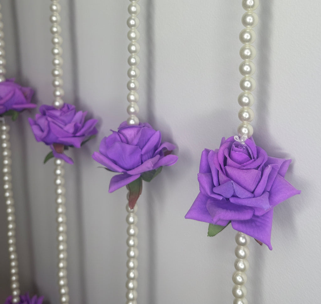 Stunning 5 Ft Rose & Pearl Latkan with Velvet Flowers - Available in Red, Pink, and Purple
