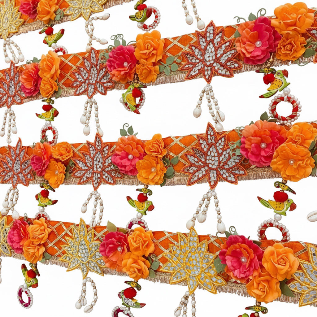 Lotus Mirror Bandanwar - 40-Inch Decorative Festive Piece