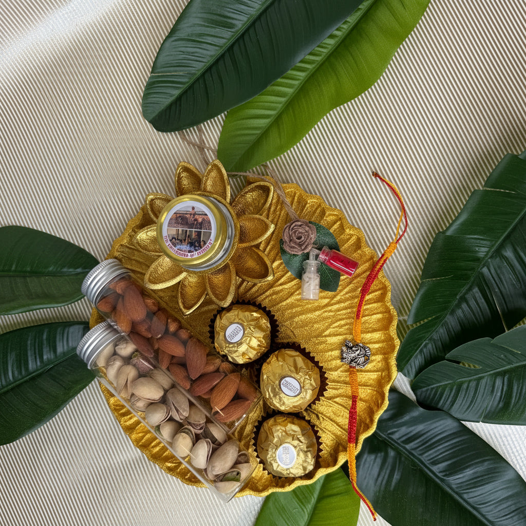 Traditional Rakhi Pooja Thali Gift Set