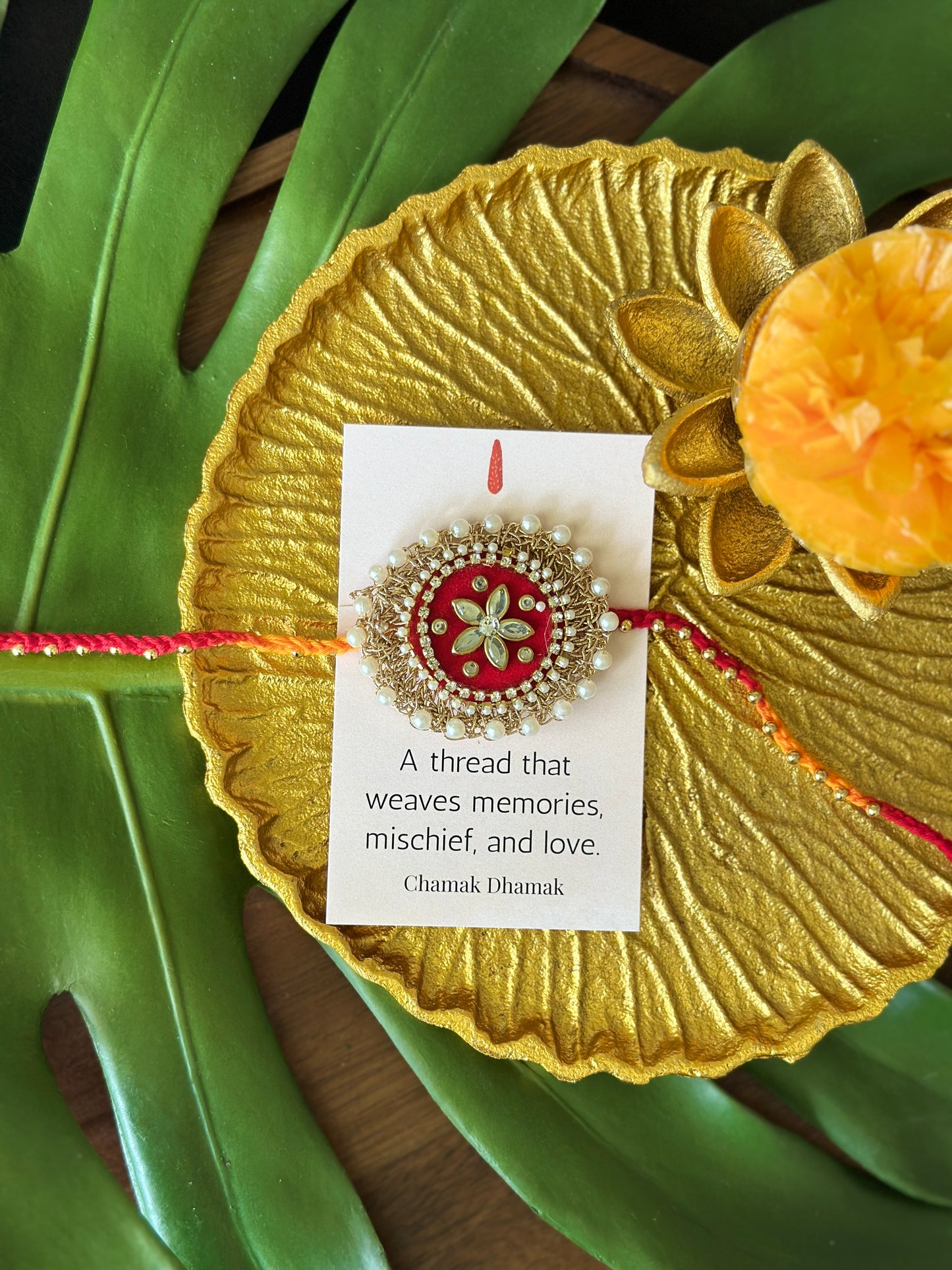Big Golden and Red Crotch Rakhi - Single