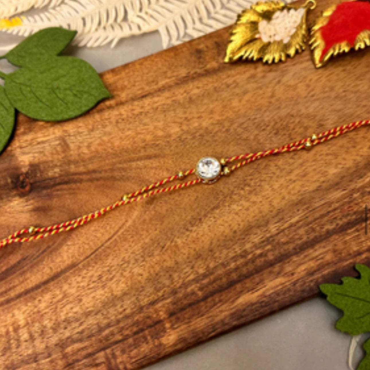 Big Round Stone & Beads Rakhi - Single