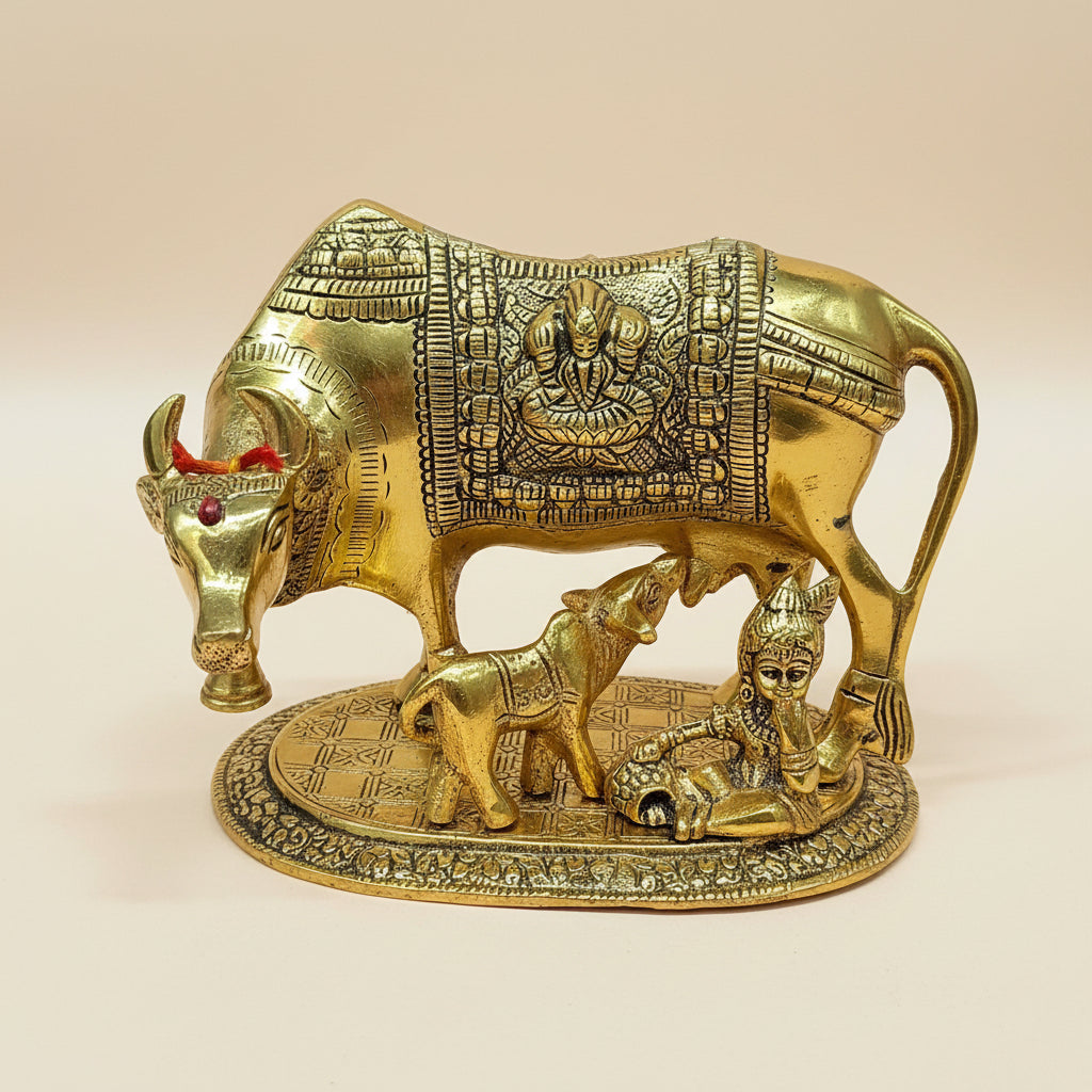Divine Baal Krishna with Nandi Cow Statue – Symbol of Blessings and Prosperity