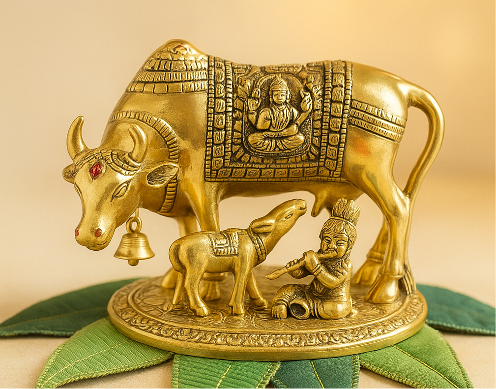 Divine Baal Krishna with Nandi Cow Statue β Symbol of Blessings and Prosperity