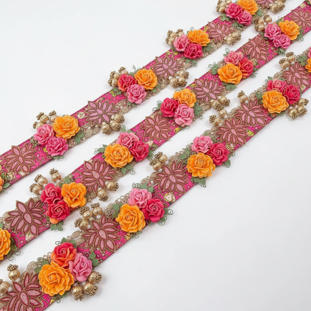 Pichwai and Lotus 3-Piece Bandanwar with Shubh Labh - 40-Inch Length Decoration