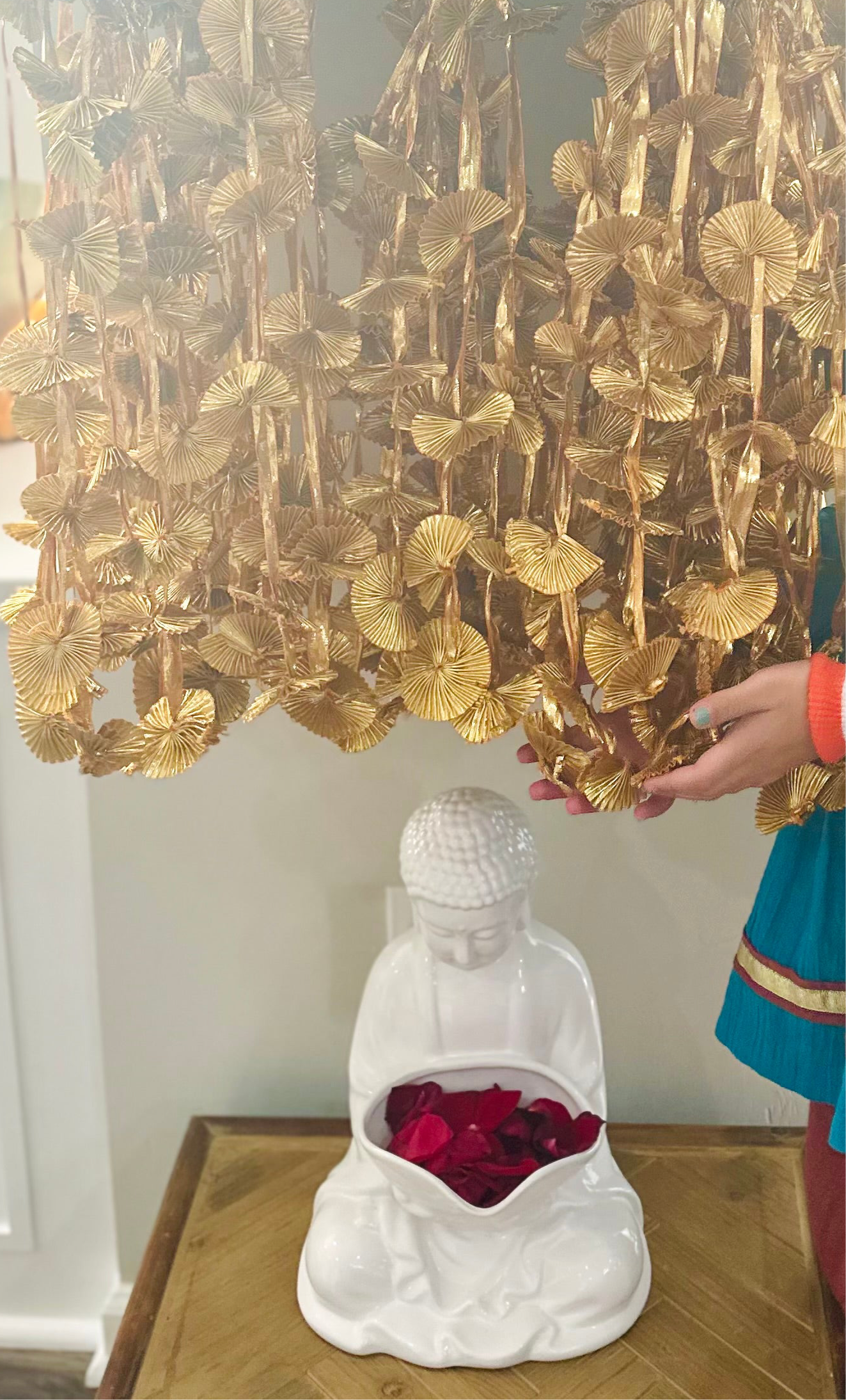 Gold Gota Chakri Hanging Jhumka