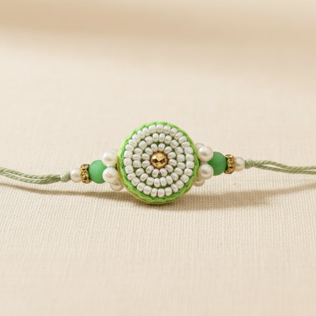 Pastel Green Bead Rakhi - Single