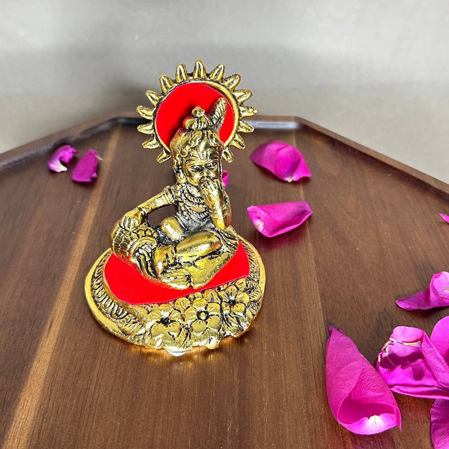 Divine Balkrishna Murti – Small Round Idol in Gold Oxidized Finish