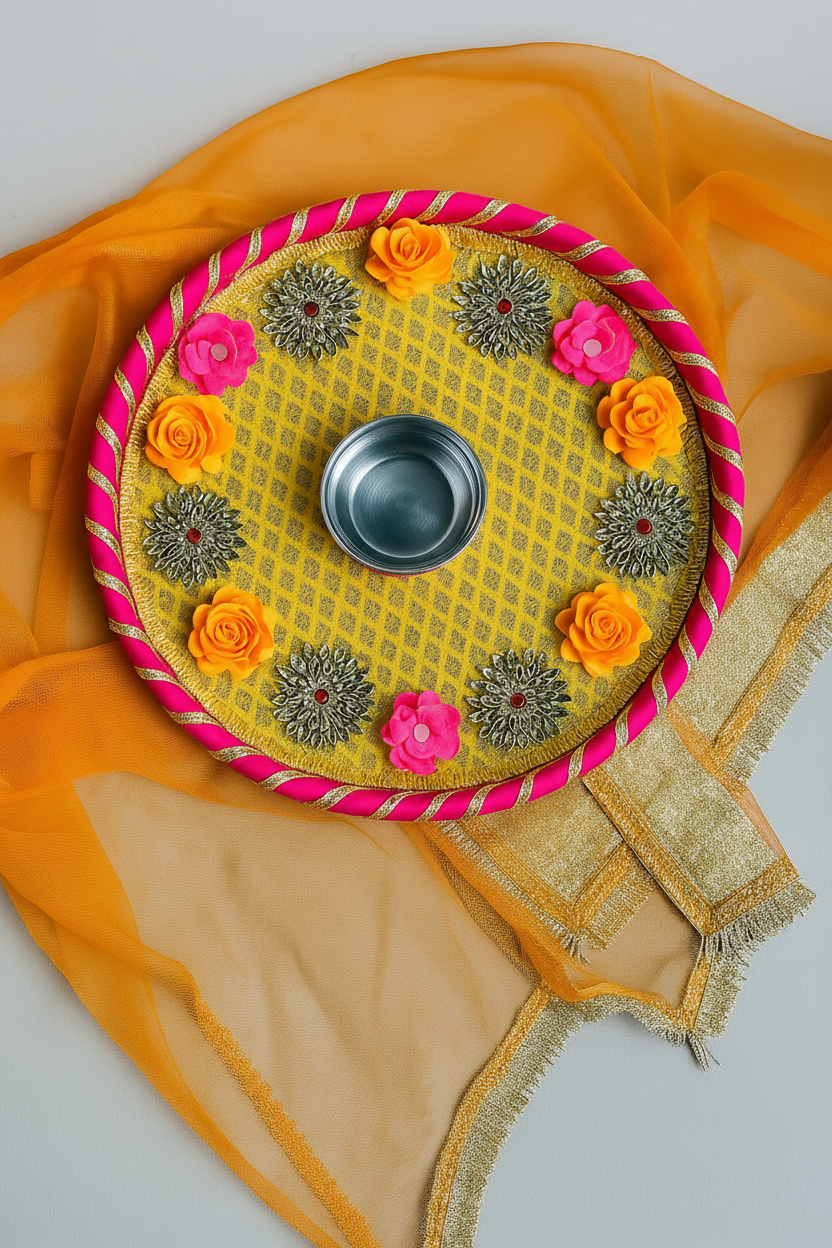 Mehendi Platter Set – Decorated Henna Tray | Vivaah Collection
