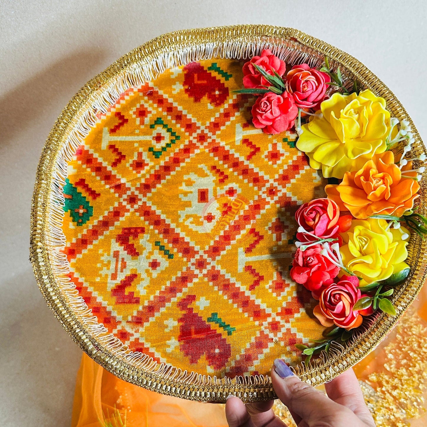 Haldi Ceremony Thali – Indian Wedding Tray | Vivaah Collection