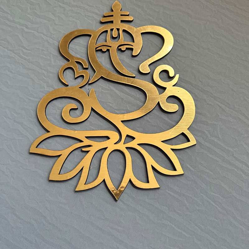 Gold-Colored Large Acrylic Ganesh Cut Out - Perfect for DIY Projects