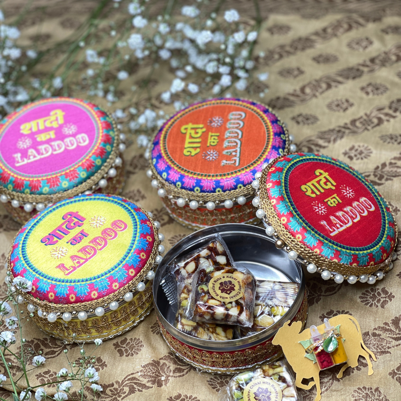 Round Steel Boxes – Shaadi Ka Ladoo (250g Capacity)
