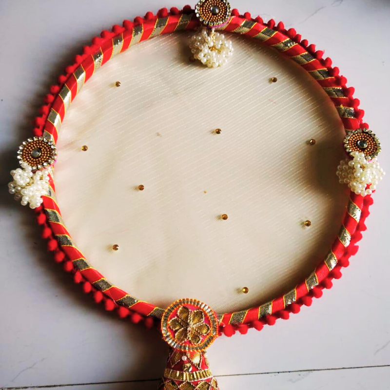 Karwachauth Channi in Red Hoop