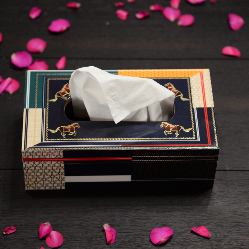Horse print Wooden Tissue Box