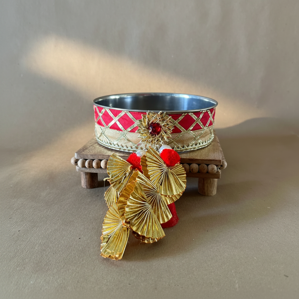Karwachauth Channi in Red Gotta Tassel