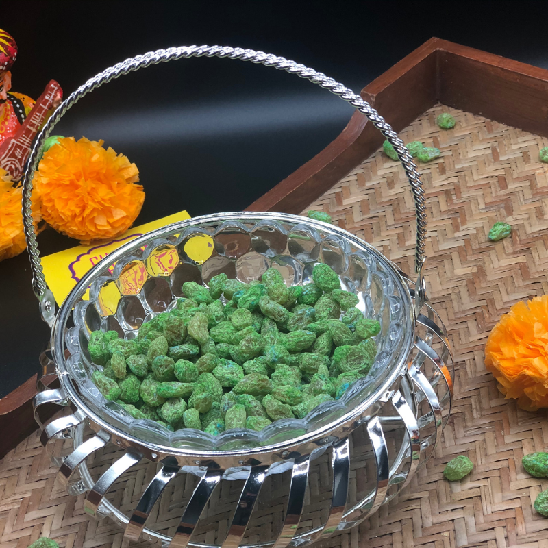 Wire Basket with Handle and Glass Bowl