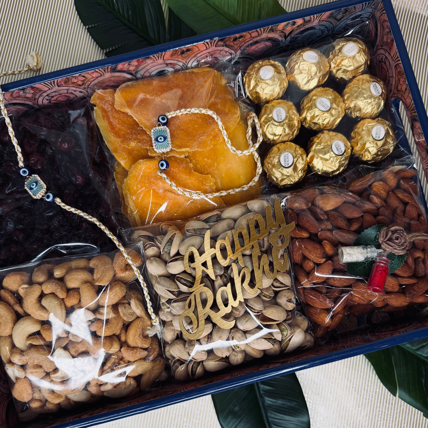 Evil Eye Protection & Gourmet Treats Rakhi Tray