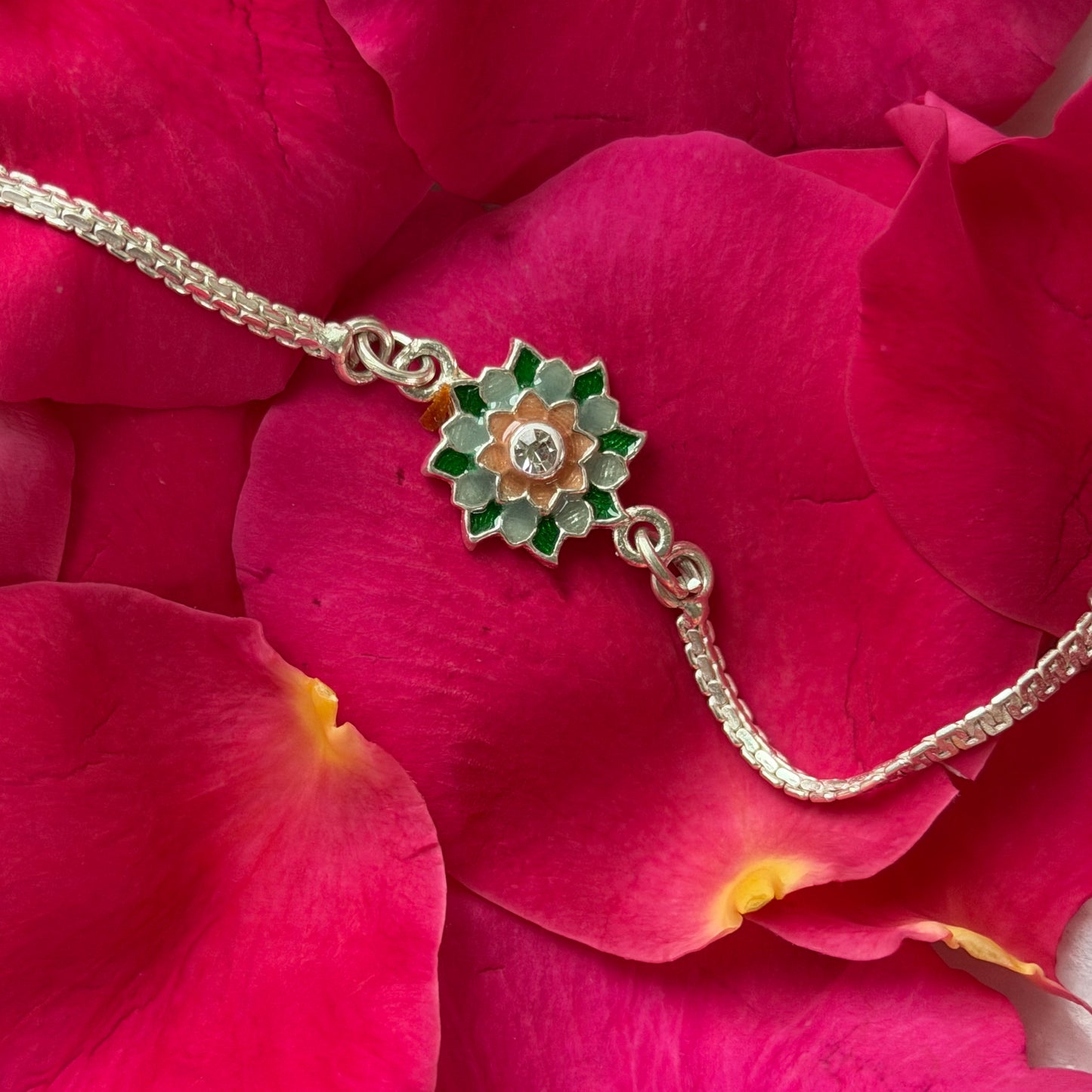 Silver Lotus Bloom Rakhi