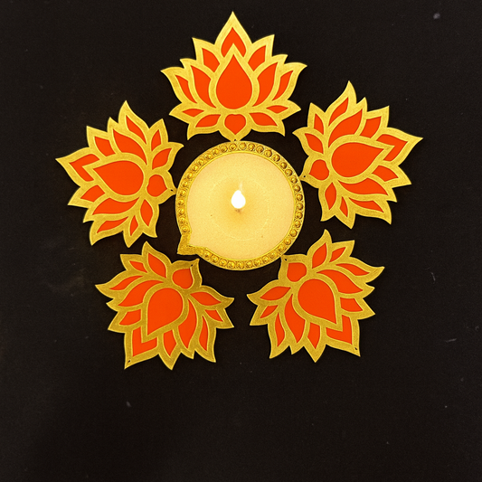 Luxury Wax-Filled Clay Diya Rangoli Set | Festive Decor by Chamak Dhamak