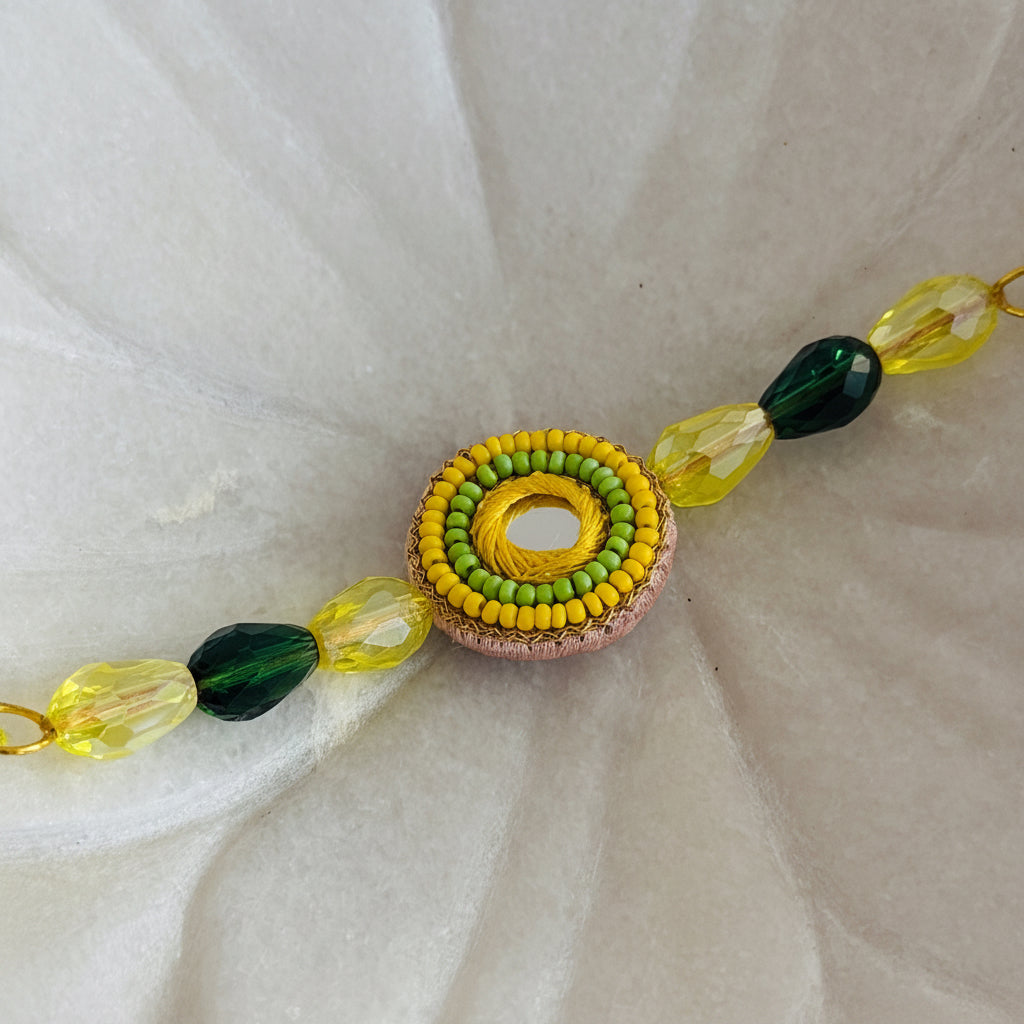 Handcrafted Beaded Circle Motif Rakhi
