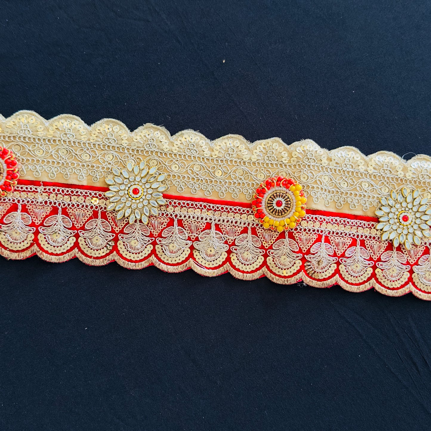 40 Inch Red & Gold Bandhanwar | Traditional Indian Door Toran for Diwali & Weddings