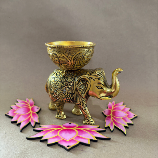 Charming Elephant with Bowl Home Decor Piece