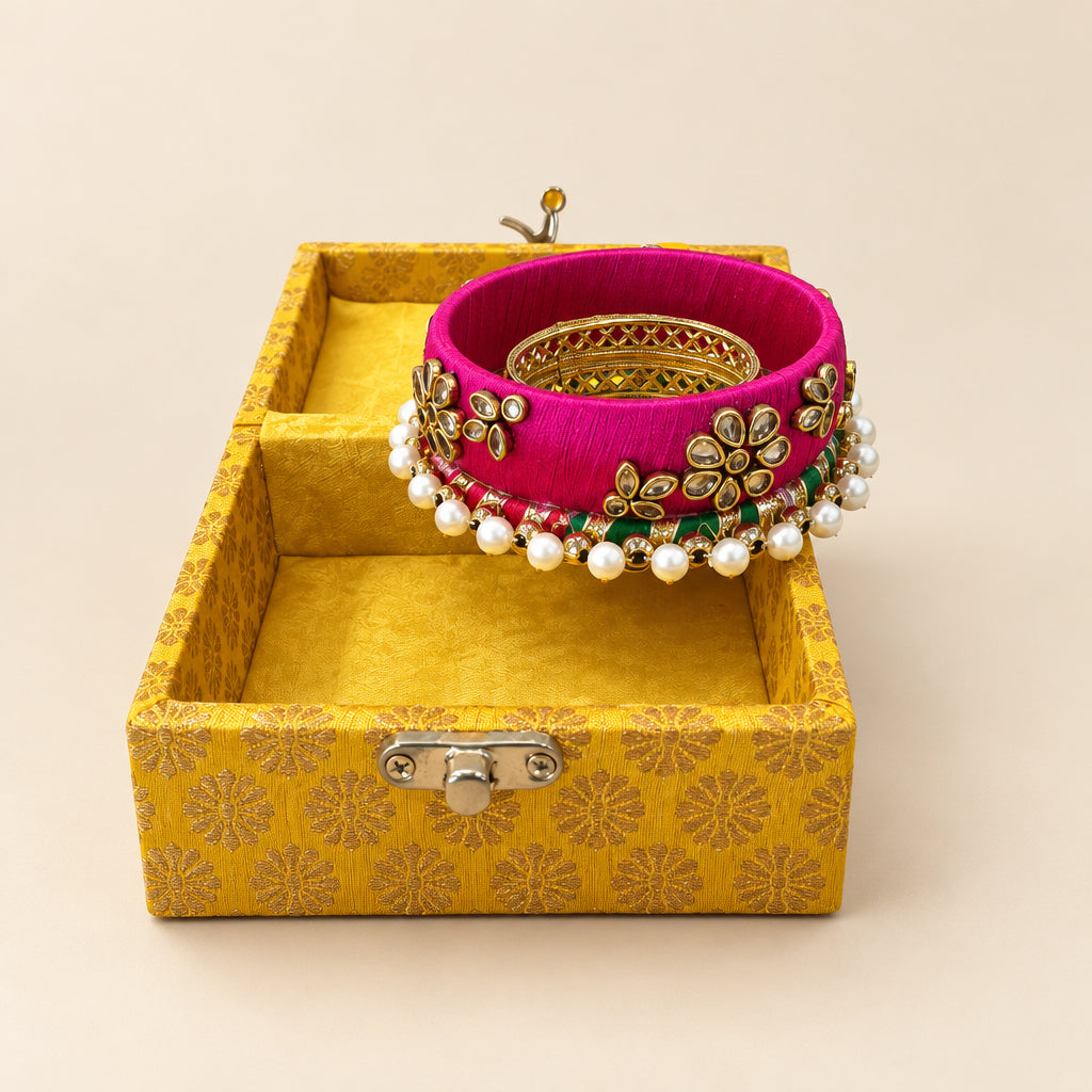 Handcrafted Bangle Tealight Diya Box Set – Indian Festive Diwali Decor, Diwali Gift. Box, Karwa Chauth Favors, Wedding & Haldi Return Gifts