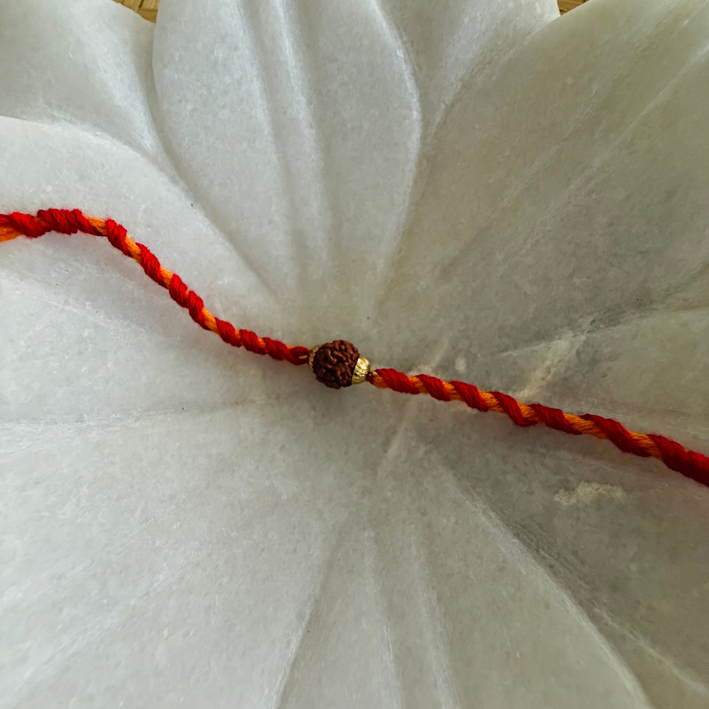 Single Rudhraksh With Gold Cap Rakhi - Single