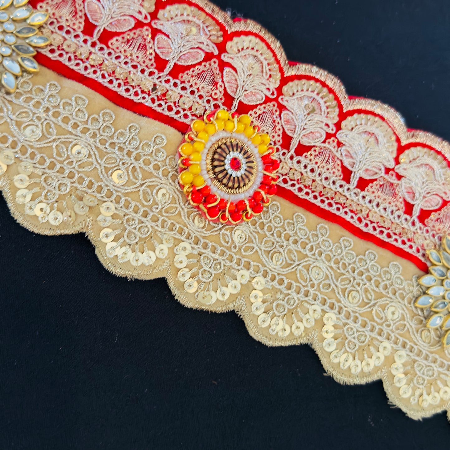 40 Inch Red & Gold Bandhanwar | Traditional Indian Door Toran for Diwali & Weddings