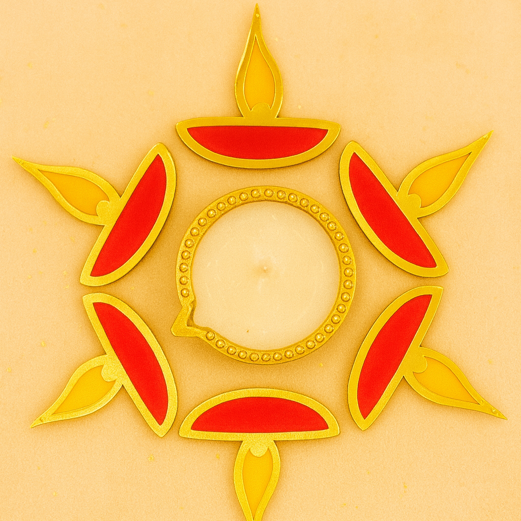 Luxury Wax-Filled Clay Diya Rangoli Set | Festive Décor by Chamak Dhamak
