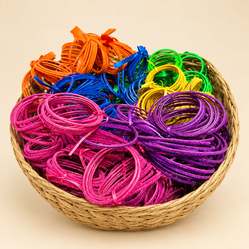 Bulk Velvet Metal Bangles – Soft Matte Finish Shatterproof Indian Bangles for Mehendi, Sangeet, Wedding Favors & Return Gifts (Assorted Mixed Sizes & Colors)
