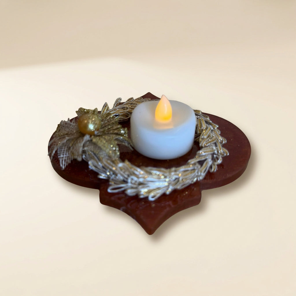 Handcrafted Resin Tea Light Holder Set | Festive Diwali & Holiday Table Decor | LED Candle Centrepiece & Gifting