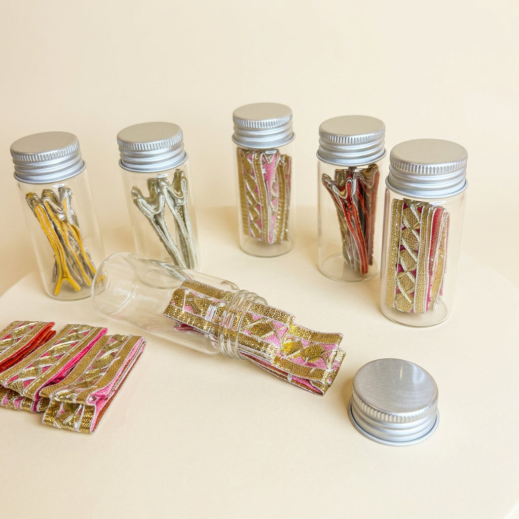 Girls Gotta Patti Bow Hair Clips | Traditional Indian Hair Pins with Zari Trim | Festive Hair Accessories for Toddlers & Kids | Ethnic Party Favors
