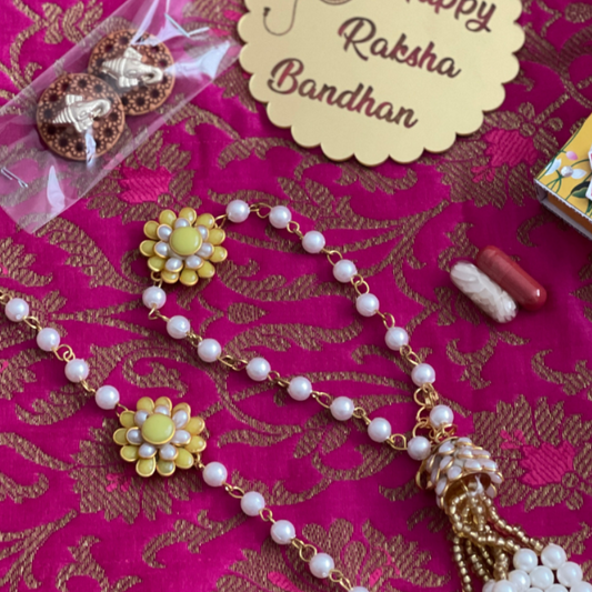 Yellow Flower and Pearl Rakhi