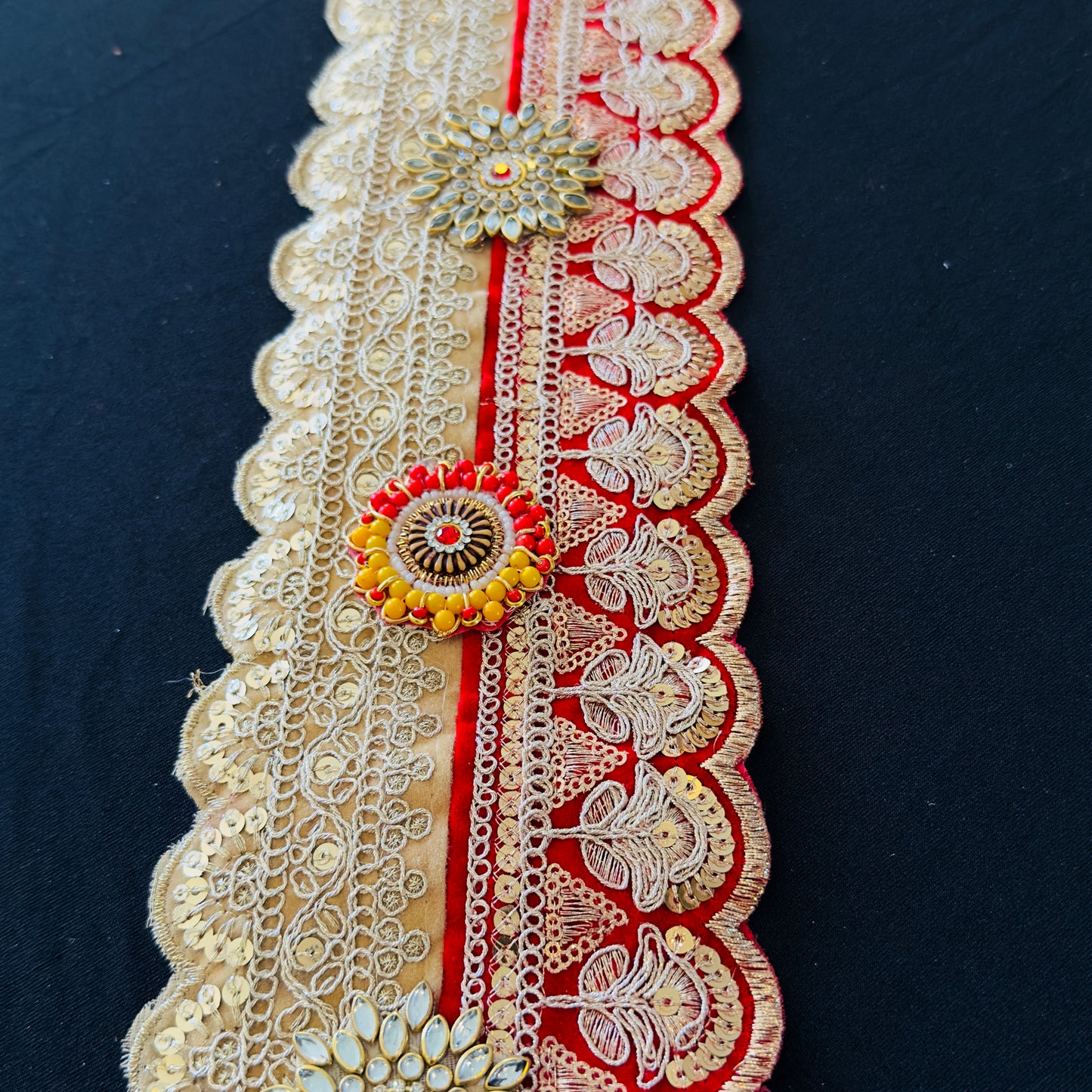 40 Inch Red & Gold Bandhanwar | Traditional Indian Door Toran for Diwali & Weddings