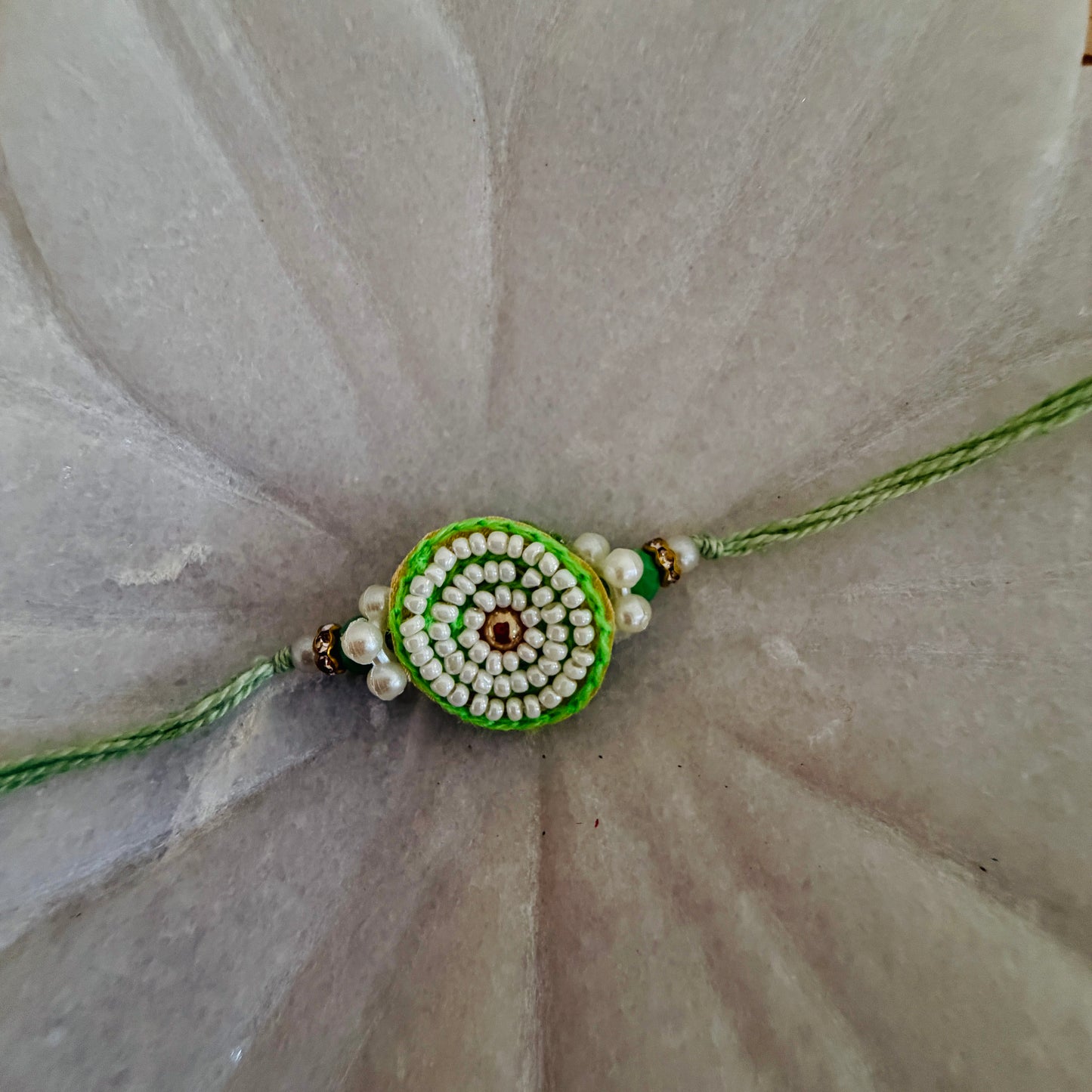 Pastel Green Bead Rakhi - Single