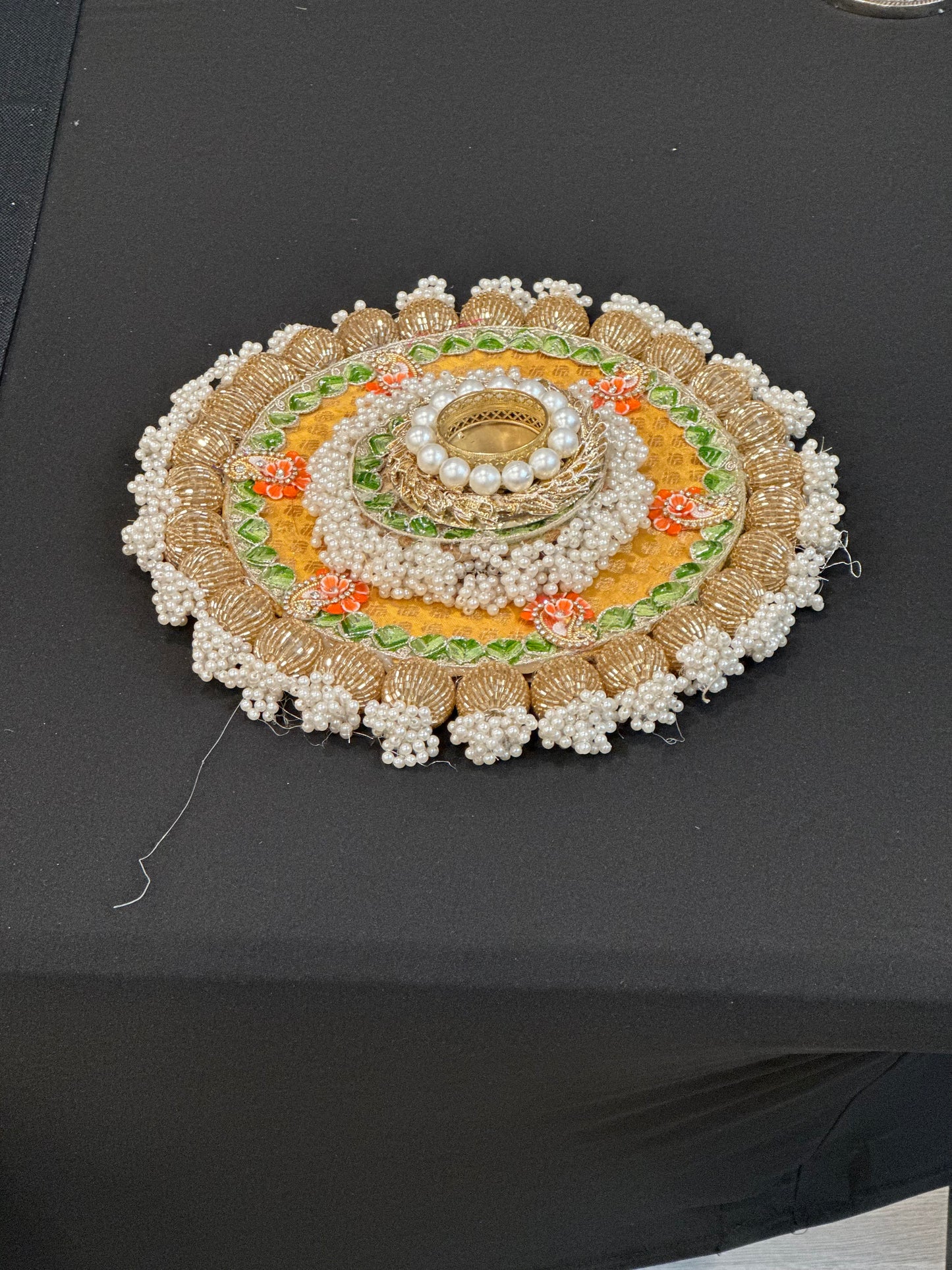 Handcrafted 8-Inch Decorative Coasters with Pearl and Sequin Beads