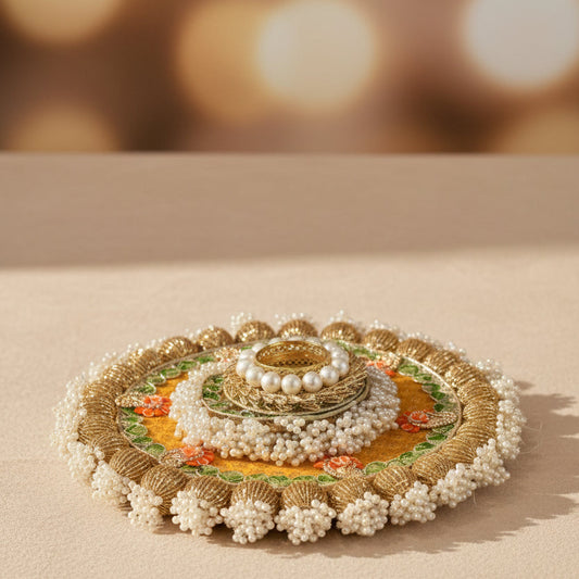 Handcrafted 8-Inch Decorative Coasters with Pearl and Sequin Beads