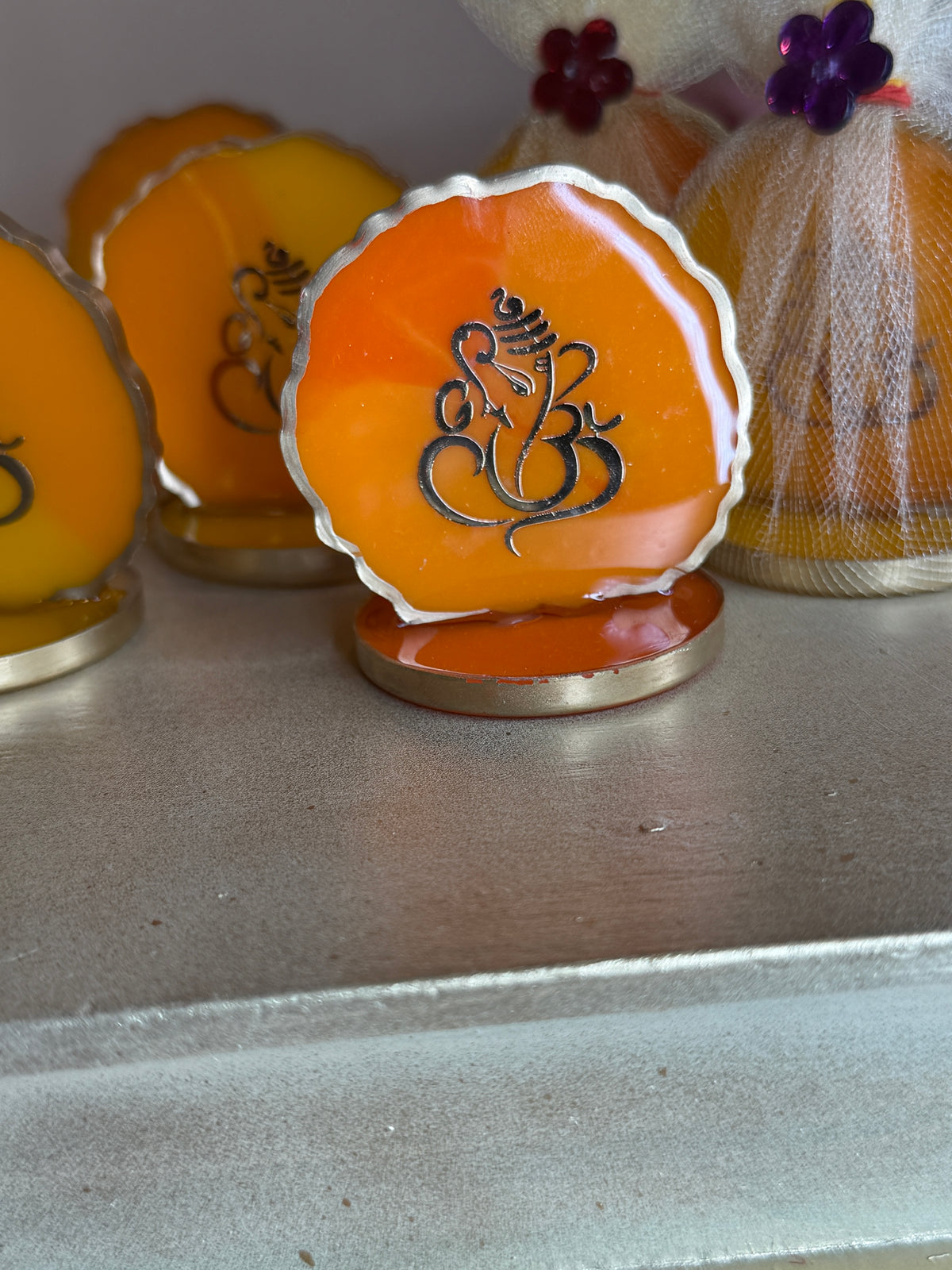 Handmade Resin Ganesh Ji Idol | Auspicious Ganesha Figurine for Car Dashboard, Office Desk, Home Mandir & Return Gifts