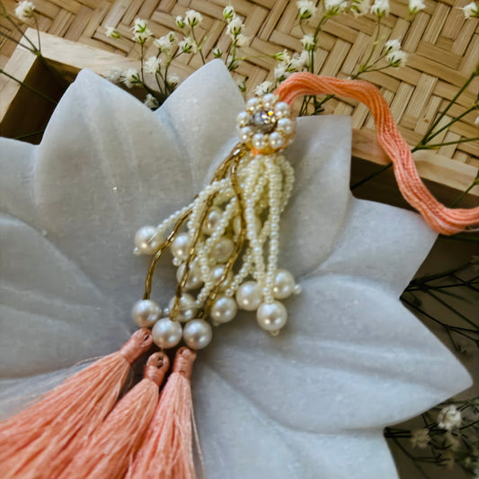 Pearl and Tassel Peach  Lumba - Bhabhi Rakhi