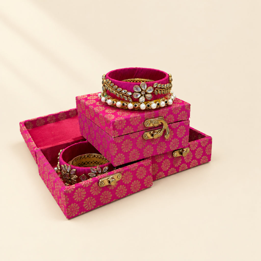Handcrafted Bangle Tealight Diya Box Set – Indian Festive Diwali Decor, Diwali Gift. Box, Karwa Chauth Favors, Wedding & Haldi Return Gifts