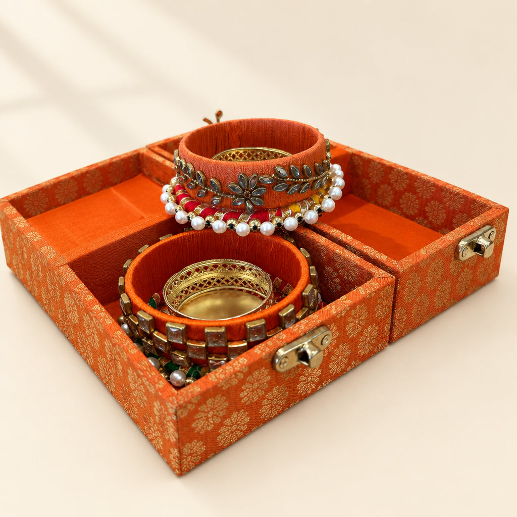 Handcrafted Bangle Tealight Diya Box Set – Indian Festive Diwali Decor, Diwali Gift. Box, Karwa Chauth Favors, Wedding & Haldi Return Gifts