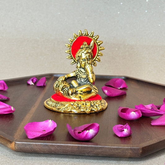 Divine Balkrishna Murti – Small Round Idol in Gold Oxidized Finish