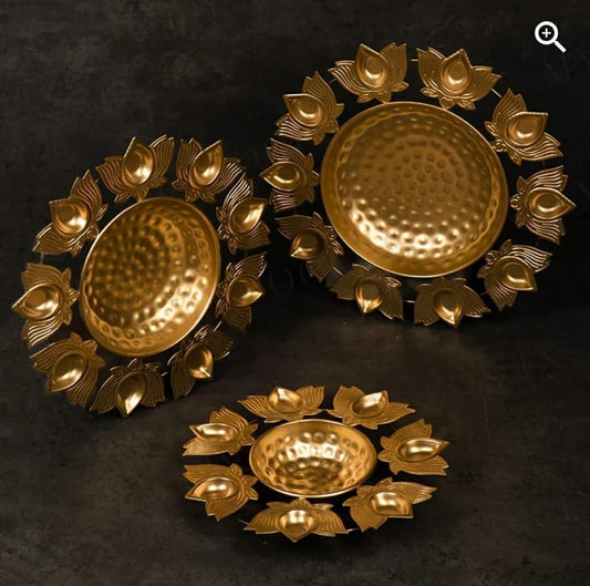 Gold Lotus Metal Urli - Available in Three Sizes for Stunning Decorations